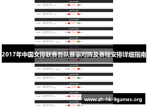 2017年中国女排联赛各队赛事对阵及赛程安排详细指南 2017年中国女排联赛各队赛事对阵及赛程安排详细指南